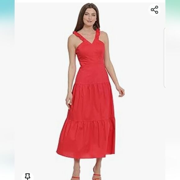 Maggy London Women's Ruffle V-Neck Halter Tiered Maxi Vacation Resort Event 6 - Picture 6 of 15